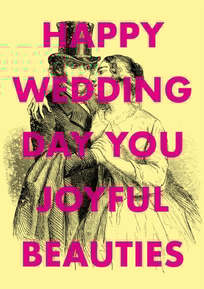 Modern Wedding Card - Joyful Beauties - Vintage Image created by OBJECTABLES