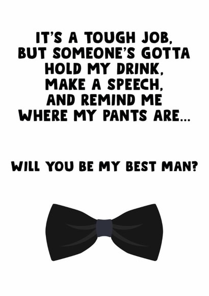 Funny Wedding Card - Best Man Proposal - Will you be my best man? created by LokiDesignStudio