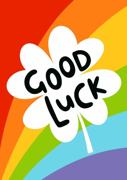 Cute Good Luck Card - Rainbow Clover created by Fox and Bird Studio