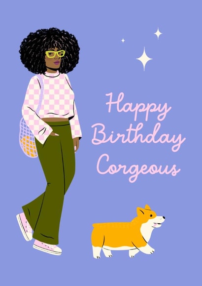 Cute Birthday Card - For Her - Corgi created by Dani Law Art