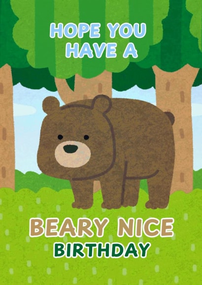 Cute Bear Pun Kids Birthday Card created by DigitalBunny