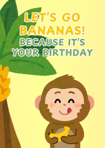 Cute Monkey Kids Birthday Card created by DigitalBunny