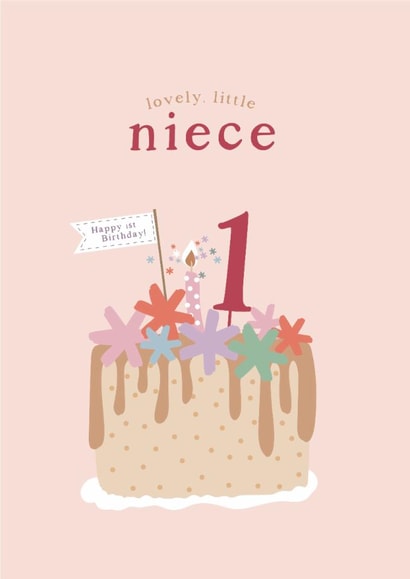 Cute 1st Birthday Card For A Lovely Niece - Birthday Cake - First Birthday created by Too Wordy