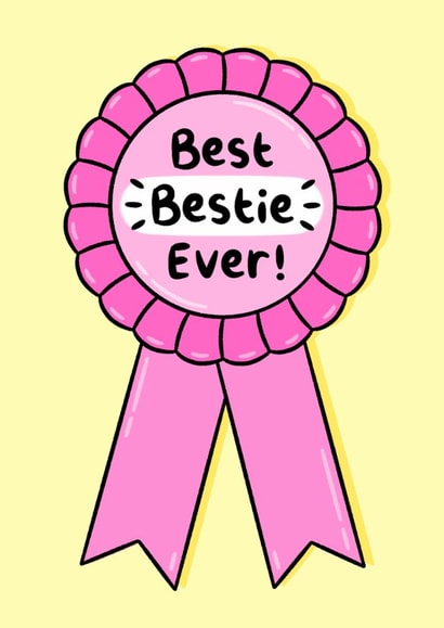Cute Love & Friendship Card - Best Bestie Ever! - Badge created by Holly Murray Doodles