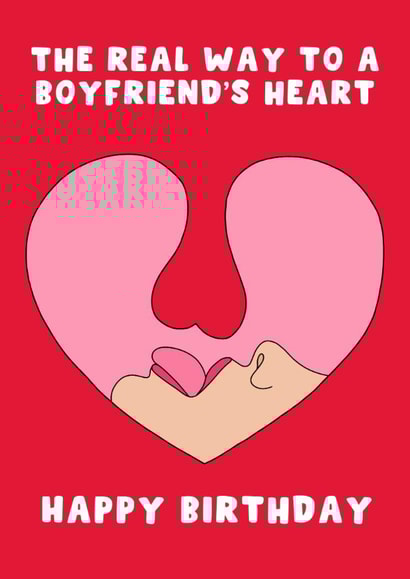 Cheeky Birthday Card - For Boyfriend - The Real Way To A Boyfriends Heart created by Pink Peach Cards