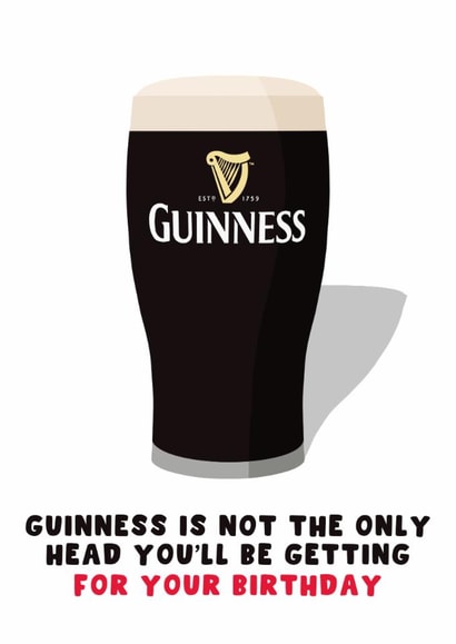 Cheeky Birthday Card - Guinness - Head created by Pink Peach Cards