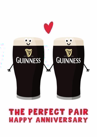 Cute Anniversary Card - Guinness - The Perfect Pair created by Pink Peach Cards