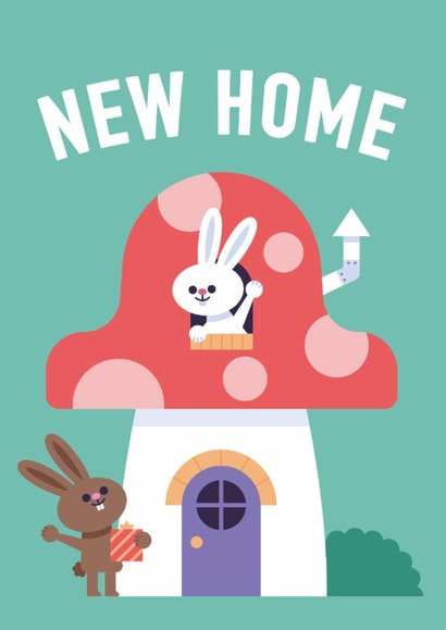 Cute New Home Card - Bunnies - Mushroom created by Chris Wharton