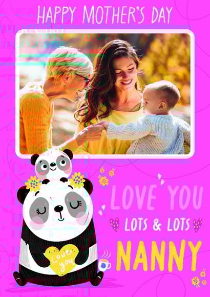 Cute Panda Mothers Day Card for Nanny - Sweet - Love You Lots Nanny - Photo created by Jennibdraws