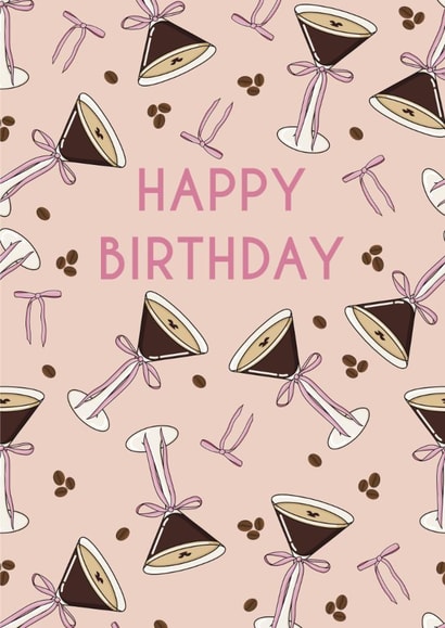 Cute Espresso Martini Ribbon Bow Birthday Card- For Her created by Abbie Shepherd