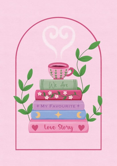 Pretty Anniversary Card - Lovely Valentines Card - Favourite Love Story - Books created by Danielle’s Doodles