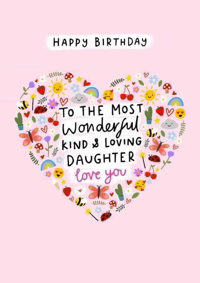 Cute Birthday Card  - Kind And Loving Daughter created by Macie Dot Doodles