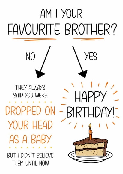 Funny Birthday Card - Brother/Sister - Birthday Flowchart created by The Merry Giraffe