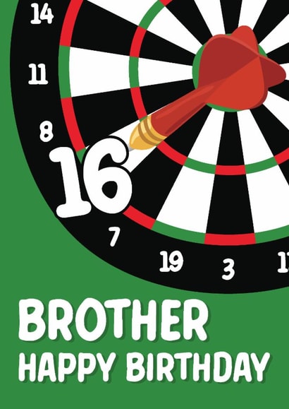 Classic Birthday Card - 16th - For Brother - Darts created by Quinton cards