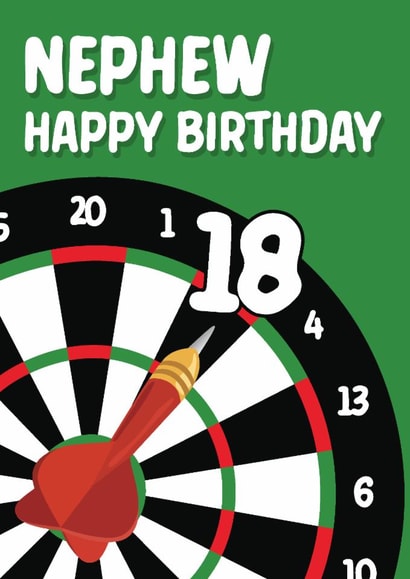 Classic Birthday Card - For Nephew - 18th - Darts created by Quinton cards