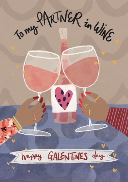 Fun Valentine's Day Card - For Partner In Wine - Galentine's Day created by Emma Hudson
