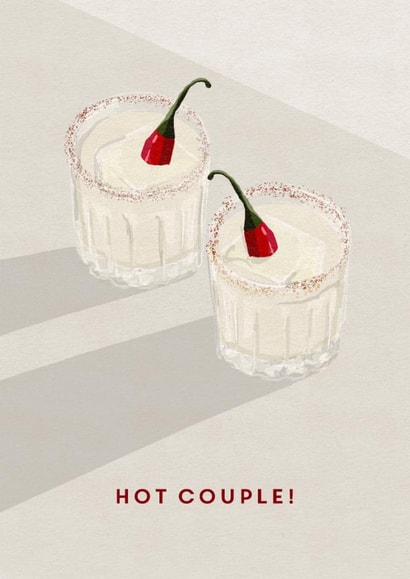 Arty Engagement/Anniversary Card - Hot Couple! - Spicy Cocktails created by @doublepea_designs