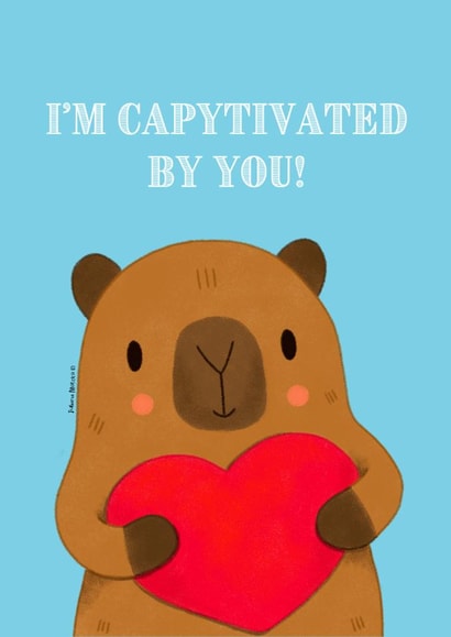 Cute Valentine's Day Card - Capy - I'm Capytivated By You! created by Juliana Motzko