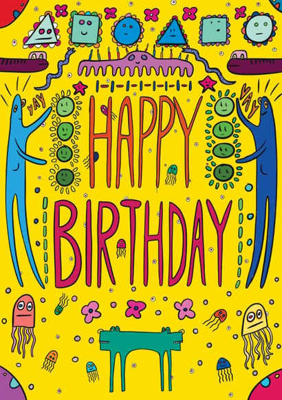 Cute Birthday Card - Colourful - Jelly People created by OBJECTABLES
