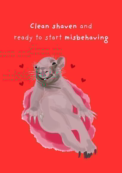 Funny Valentine's Day Card - Naked Mole Rat - Clean Shaven created by Original Fox Cards