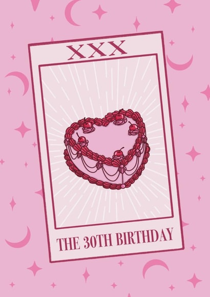 30th Birthday Heart Cake - Tarot Card - Pink Pastel Cute created by Keely Graham