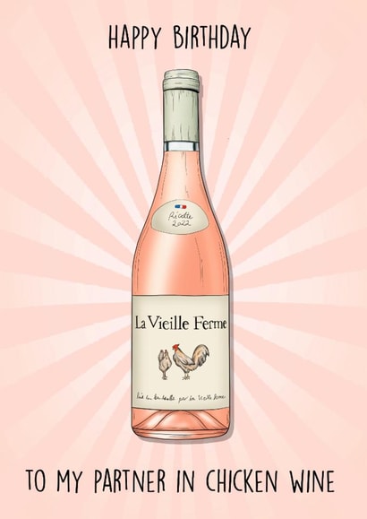 Funny Birthday Card - Chicken Wine created by Poppy & Mabel 