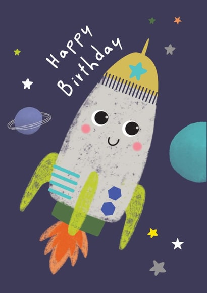 Cute Birthday Card - Space Rocket created by Laura Darrington Design Ltd.