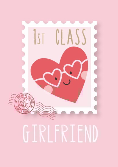 Cute Valentine's card for girlfriend - 1st class stamp - Heart created by Blue Butterfly Paperie