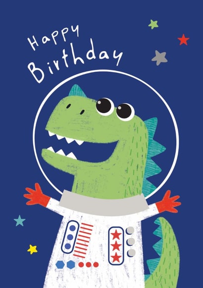 Cute Birthday Card - Dinosaur Astronaut created by Laura Darrington Design Ltd.