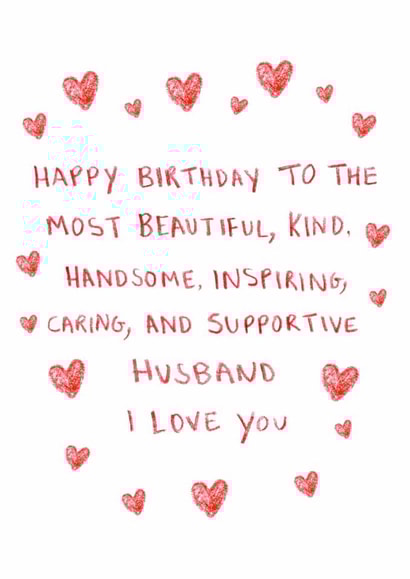 Heartfelt Birthday Card - For Husband - Hearts created by HCD Illustration