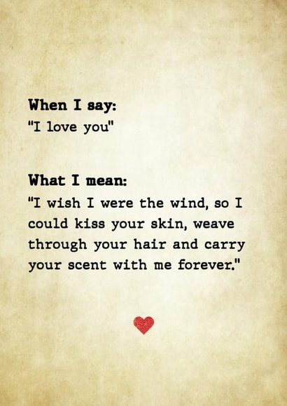 Cute Romantic Poetry Card - Anniversary Or Valentines Day - Cute I Love You Translation Card created by Pottsy Prints