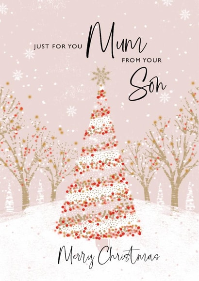 Classic Christmas Card - For Mum - From Son - Merry Christmas created by Rebecca Prinn