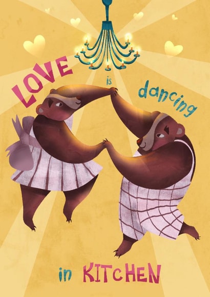 Cute Valentine's Day/Anniversary Card - Dancing - Bears created by Polina Beliaeva