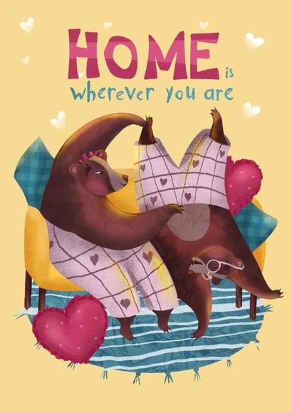 Cute Valentine's Day Card - Bears - Home Is Wherever You Are created by Polina Beliaeva