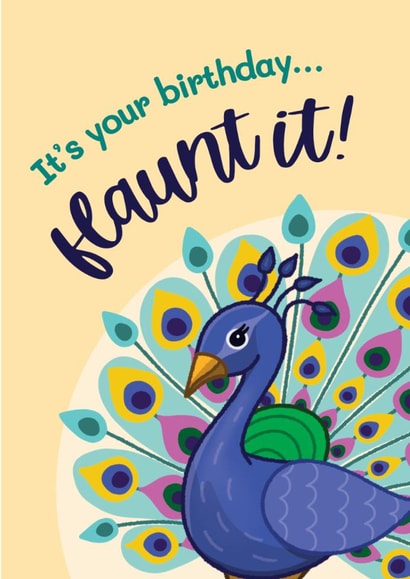 Classic Birthday Card - Peacock - Flaunt It! created by Bev O'Connor || @oconnordesign