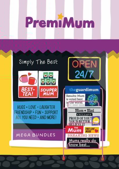 Funny Mother's Day Card – Shop Front – Premimum created by Stoats & Weasels