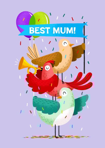 Cute Mother's Day Card - Best Mum - Birds created by Folio | Ian Owen
