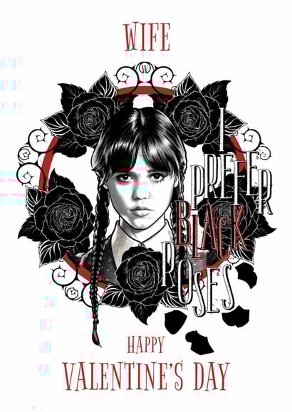 Gothic Wednesday Addams Valentine's Day Card for Wife created by Danilo