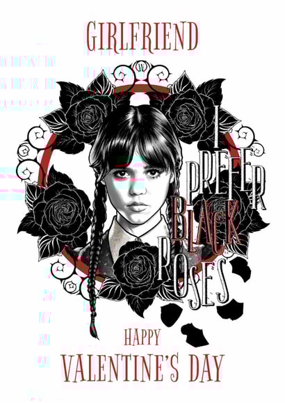 Gothic Wednesday Addams Valentine's Day Card for Girlfriend created by Danilo