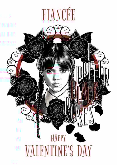Gothic Wednesday Addams Valentine's Day Card for Fiancée created by Danilo