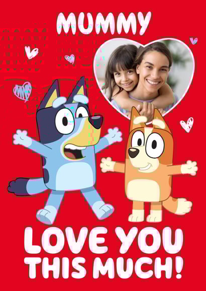 Cute 'Love You' Personalised Bluey Valentine's Day Photo Card for Mummy created by Danilo