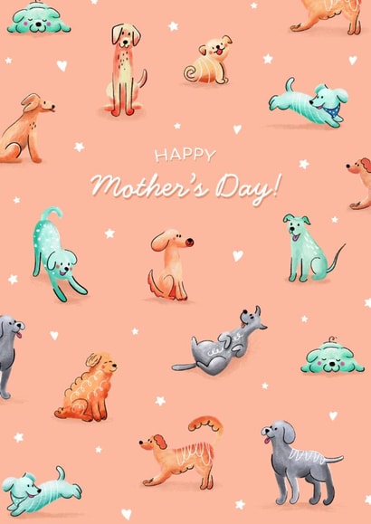 Cute Mother's Day Card - Dogs - Hearts & Stars created by Evie Garnett Designs