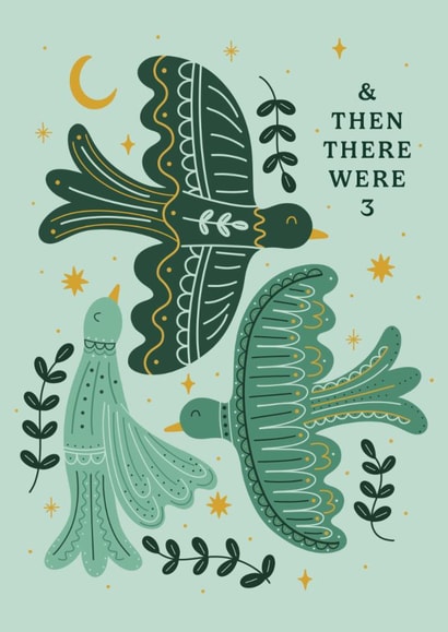 Pretty New Baby Card - There Were Three - Birds created by Abbie Imagine