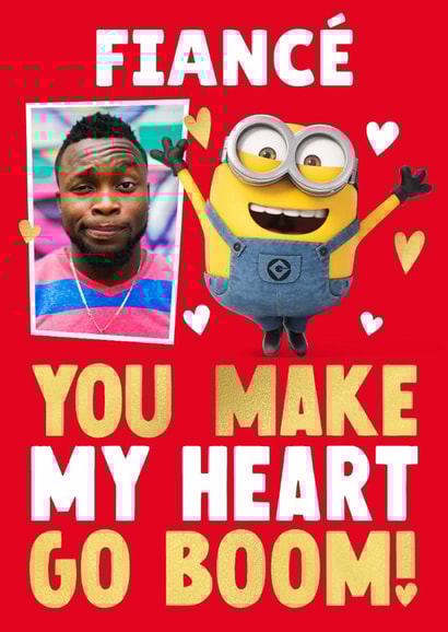 Personalised Minions Valentine's Day Photo Card for Fiancé - Boom! created by Danilo