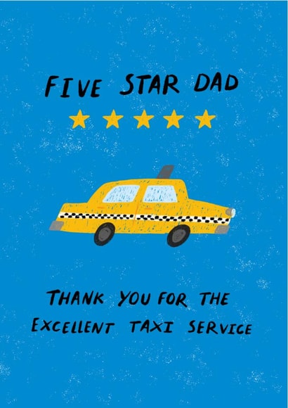 Cute Father's Day Card - Five Star Dad - Excellent Taxi Service created by Dandelion Stationery
