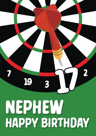Classic 17th Birthday Card - For Nephew - Dart Board created by Quinton cards