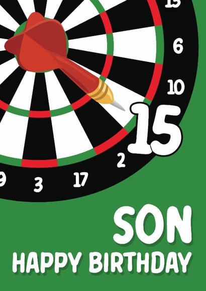 Classic 15th Birthday Card - For Son - Dart Board created by Quinton cards