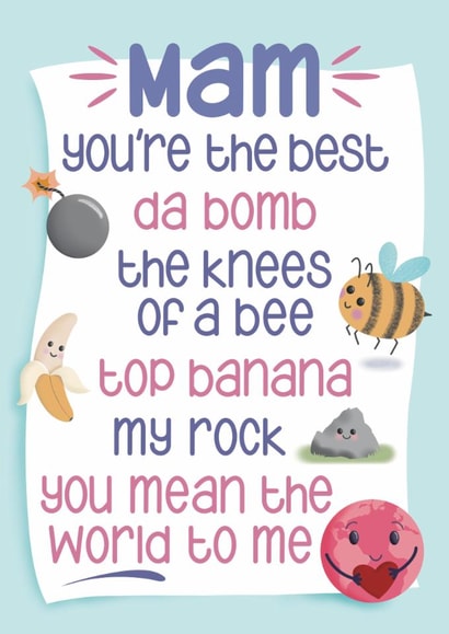 Cute Mother's Day Card - Mam - Mean The World To Me created by Presents Felt