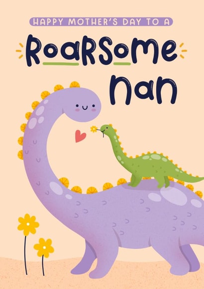 Cute Mother's Day Card - Roarsome Nan - Dinosaurs created by Joanne Hawker