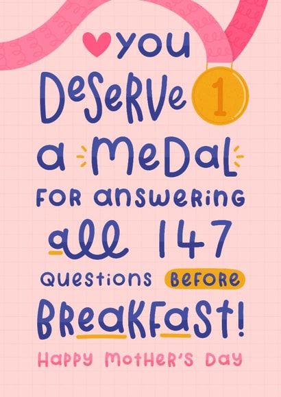 Funny Mother's Day Card - Breakfast Questions created by Joanne Hawker